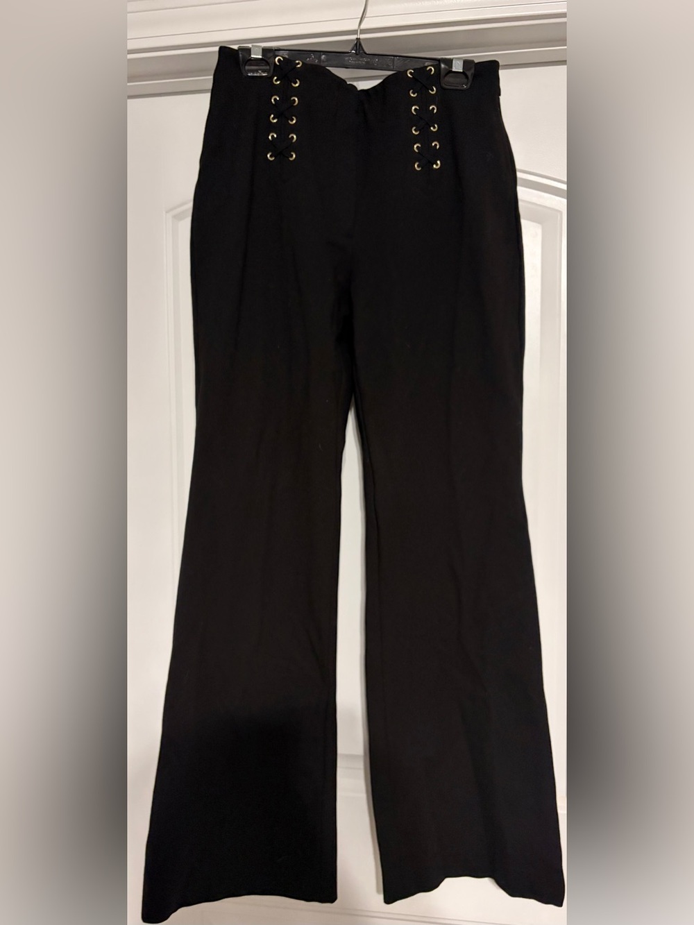 Grommet lace up flare pants